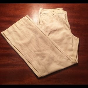 Cream colored wide leg textured pants